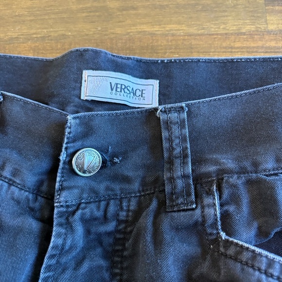 Vintage Versace Jeans Collection Pants Mens 32 Straight Logo Black Distressed - Picture 9 of 15